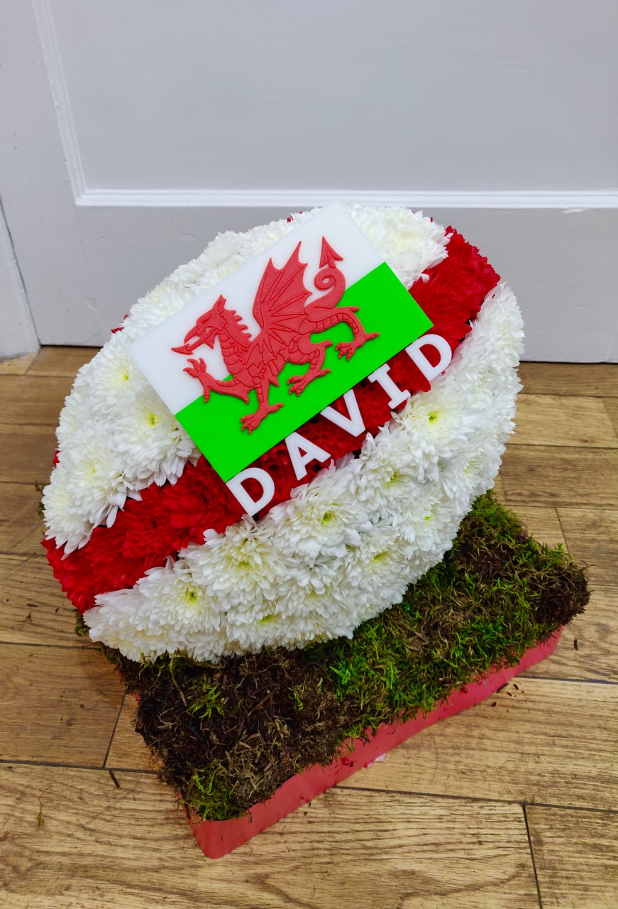 Rugby Ball themed Floral Tribute - Southall Funerals